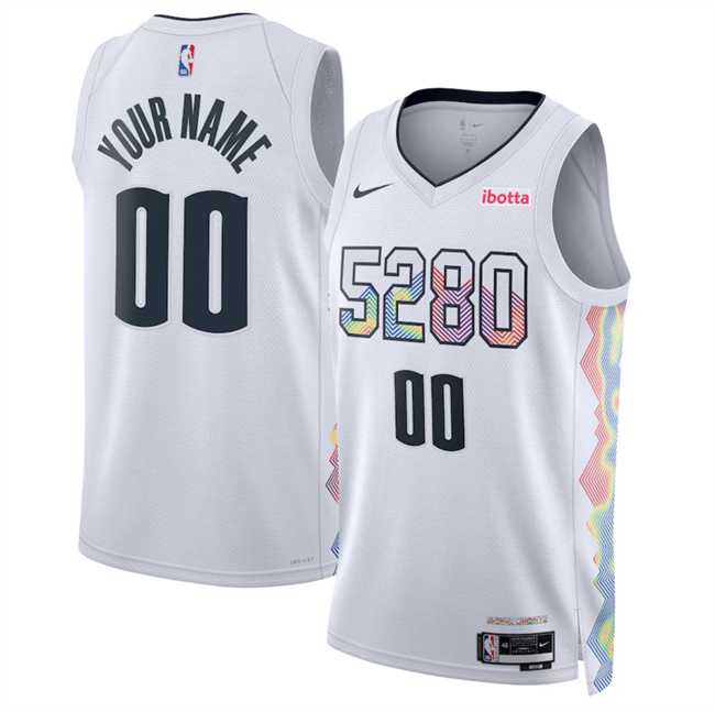 Mens Denver Nuggets Active Player Custom White 2024-25 City Edition Stitched Basketball Jersey